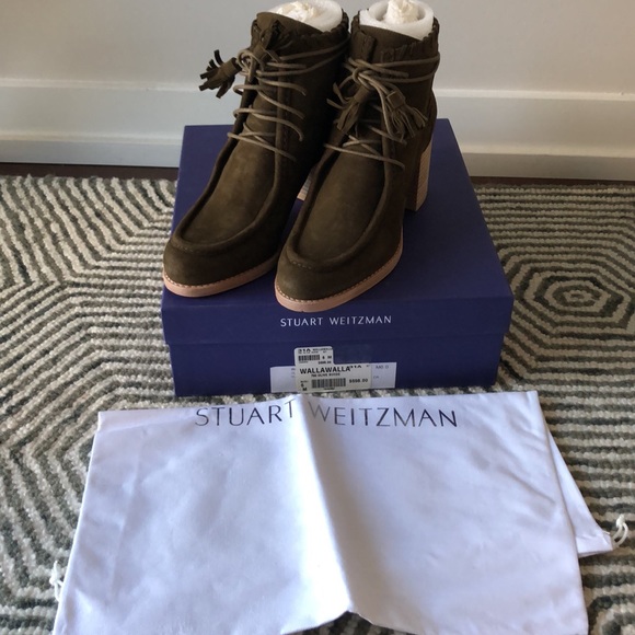 Stuart Weitzman Wallawalla suede ankle boots olive - Picture 9 of 12